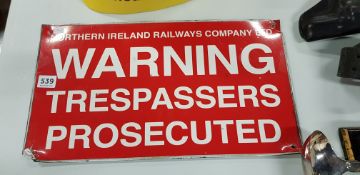OLD NORTHERN IRELAND RAILWAY SIGN