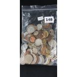 BAG OF ASSORTED WORLD COINS