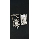 PAIR OF PEWTER CAT BROOCHES