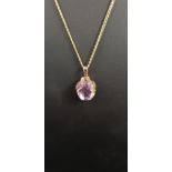 9 CARAT GOLD CHAIN & AMETHYST PENDANT