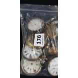 BAG OF POCKET WATCHES FOR PARTS