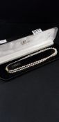 STERLING SILVER GOLD PLATED PEARL NECKLACE IN FITTED BOX