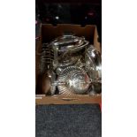 LARGE BOX OF SILVER PLATE