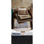 BOX OF WATERCOLOURS AND PRINTS