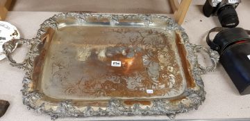 ANTIQUE SILVER PLATED TRAY