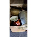 BOX LOT OF VASES, JUGS ETC