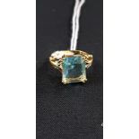 EDWARDIAN STYLE GILDED SILVER AQUA MARINE RING