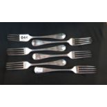 6 ANTIQUE SILVER FORKS - LONDON - 7.5' AND CIRCA 434 GRAMS