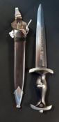 WW2 THIRD REICH SS OFFICERS DRESS DAGGER - EARLY MODEL CIRCA 1933/35 WITH SOLIC NICKEL FITTINGS
