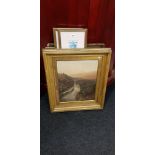 QUANTITY OF PRINTS AND GILT FRAMED OIL