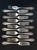 SET OF 12 SILVER SALAD FORKS - LONDON 1902/03 BY SHARMAN D NEILL CIRCA 564 GRAMS