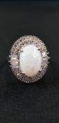 LARGE OPAL AND CRYSTAL DRESS RING