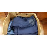 3 PAIRS OF ROYAL NAVY BLUE TROUSERS, 4 BLUE SHIRTS & HEAVY BLUE JERSEY