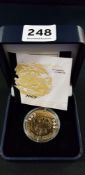 GOLD PLATED STERLING SILVER PROOF COIN 28.28 GRAMS - £5 COIN