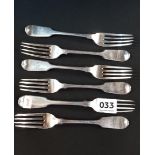 6 ANTIQUE SILVER FORKS - LONDON - 7' AND CIRCA 299 GRAMS