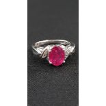 WHITE GOLD RUBY AND DIAMOND RING