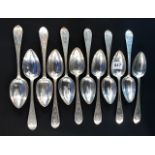 12 SILVER DESSERT SPOONS - 6X SHEFFIELD, 6X LONDON - CIRCA 867 GRAMS