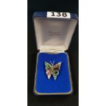 SILVER MOTHER OF PEARL BUTTERFLY BROOCH