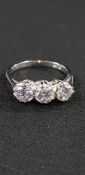 PLATINUM SET 3 STONE DIAMOND RING CIRCA 1.65 CARATS