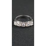 18CT WHITE GOLD 5 STONE DIAMOND RING WITH CIRCA 1 CARAT OF DIAMONDS