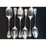 SET OF 6 SILVER DESSERT SPOONS - KINGS PATTERN - LONDON (GEORGIAN) 9' AND CIRCA 468 GRAMS