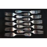 10 SILVER FORKS - LONDON EARLY/MID 19TH CENTURY CIRCA 686 GRAMS AND APPROX 8'