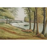 ALFRED S WATSON - WATERCOLOUR - TEDDINGTON WEIR 1822