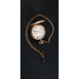 WALTHAM GOLD PLATED POCKET WATCH & CHAIN