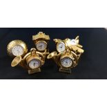 QUNATITY OF BRASS MINIATURE CLOCKS