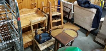 8 ITEMS OF FURNITURE TO INCLUDE CHAIRS STOOLS ETC