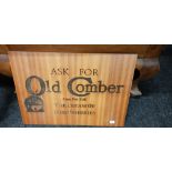 WOODEN PLAQUE - OLD COMBER WHISKEY