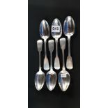 6 ANTIQUE SILVER DESSERT SPOONS - LONDON BUT VARIOUS DATE LETTERS GEORGIAN/EARY VICTORIAN CIRCA 7'