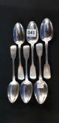 6 ANTIQUE SILVER DESSERT SPOONS - LONDON BUT VARIOUS DATE LETTERS GEORGIAN/EARY VICTORIAN CIRCA 7'
