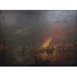 ANTIQUE OIL ON CANVAS - GREAT FIRE OF LONDON
