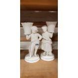 PAIR OF BELLEEK FIGURES