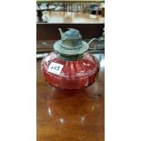 RED GLASS OIL LAMP (WITHOUT GLASS FUNNEL)