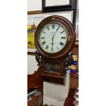 LARGE ROSEWOOD FUSEE DROP DIAL CLOCK AND PENDULUM