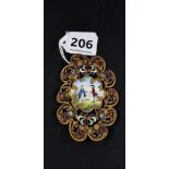 STUNNING MID 19TH CENTURY HEAVILY DECORATED AUSTRIAN VIENEESE ENAMEL BUCKLE CENTERED WITH ENAMEL