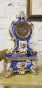 VICTORIAN PORCELAIN CLOCK WITH KEY AND PENDULUM