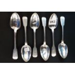 6 ANTIQUE SILVER SPOONS - LONDON GEORGIAN - 6.75' AND CIRCA 234 GRAMS