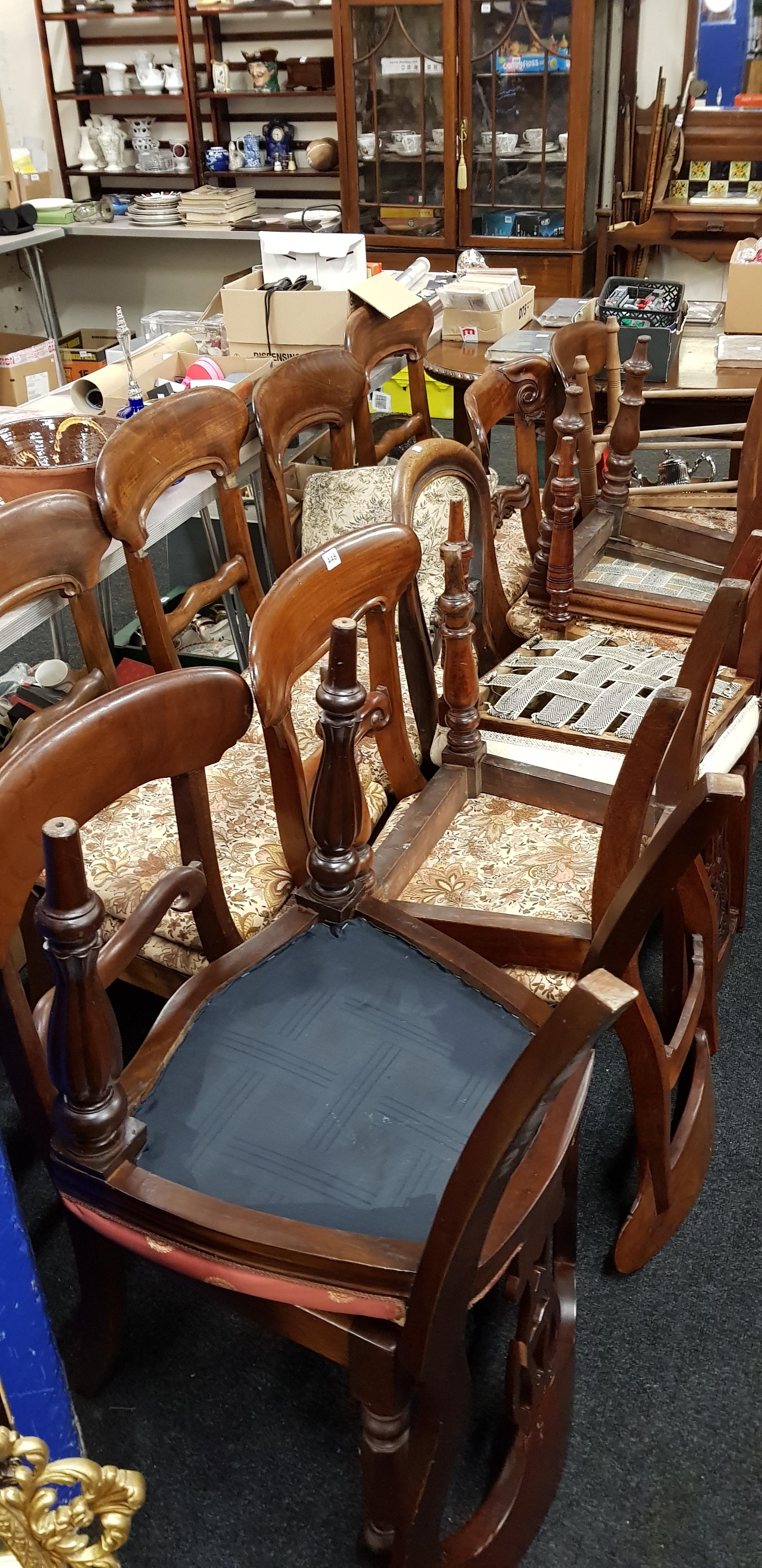 LARGE QAUNTITY OF MIXED ANTIQUE DINING CHAIRS