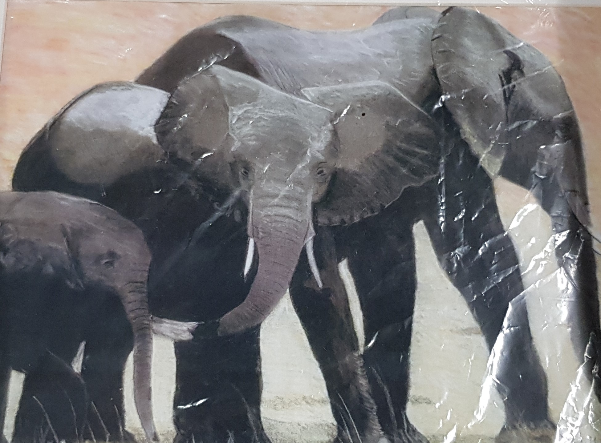 ELEPHANT FAMILY - PASTEL PRINT