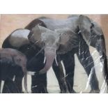 ELEPHANT FAMILY - PASTEL PRINT