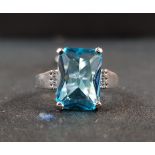 SILVER AQUAMARINE & CZ RING