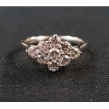 PLATINUM & DIAMOND 9 STONE RING WITH CIRCA 1.3 CARAT OF DIAMONDS