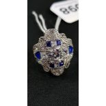 ART DECO STYLE DRESS RING (BLUE AND WHITE STONE)