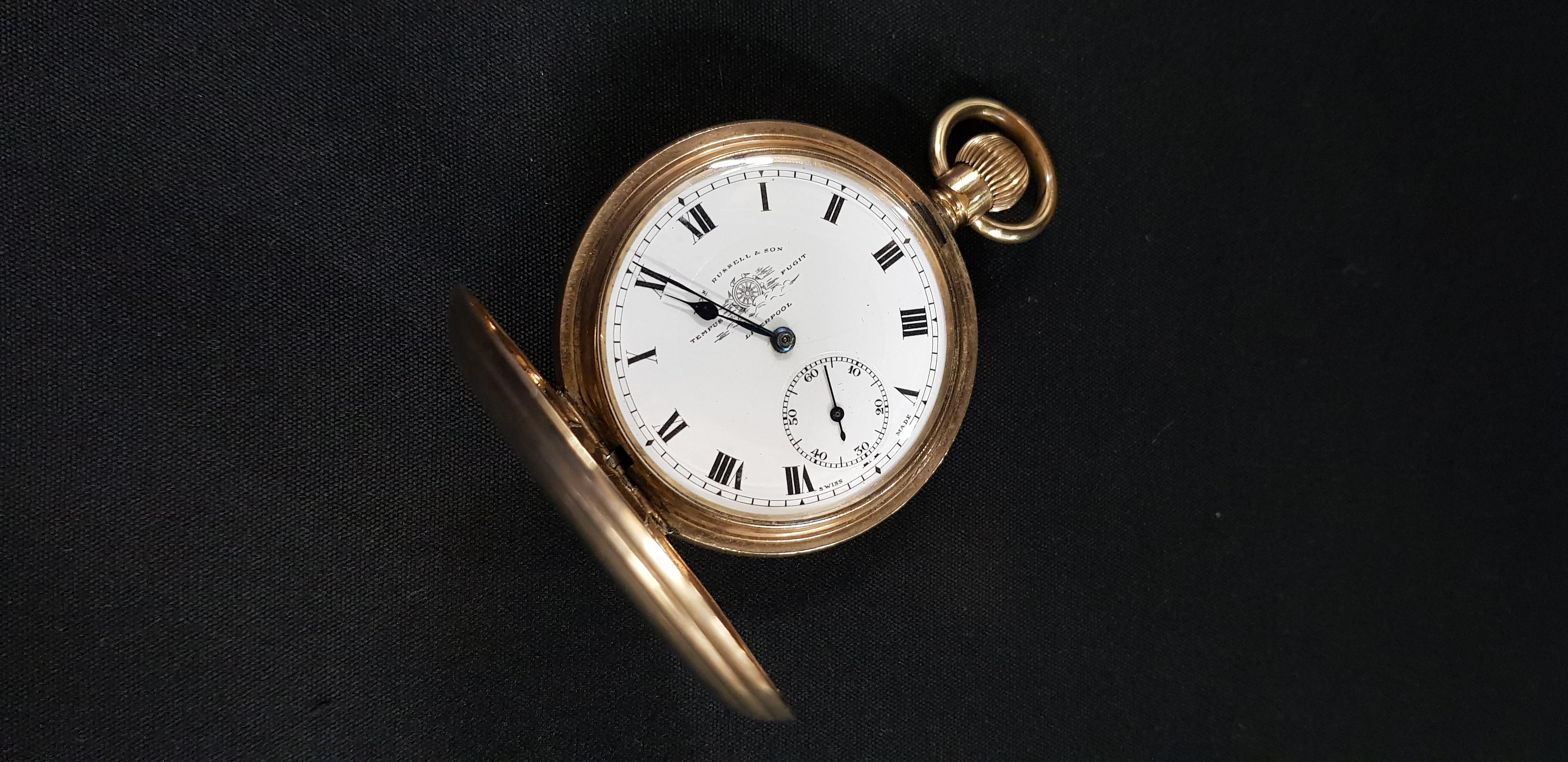 THOMAS RUSSELL AND SONS LIVERPOOL SWISS MADE POCKET WATCH (ILLINOIS WATCH CASE CO. USA RUSSELL MODEL