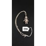 SILVER GEM SET RAG DOLL PENDANT & CHAIN