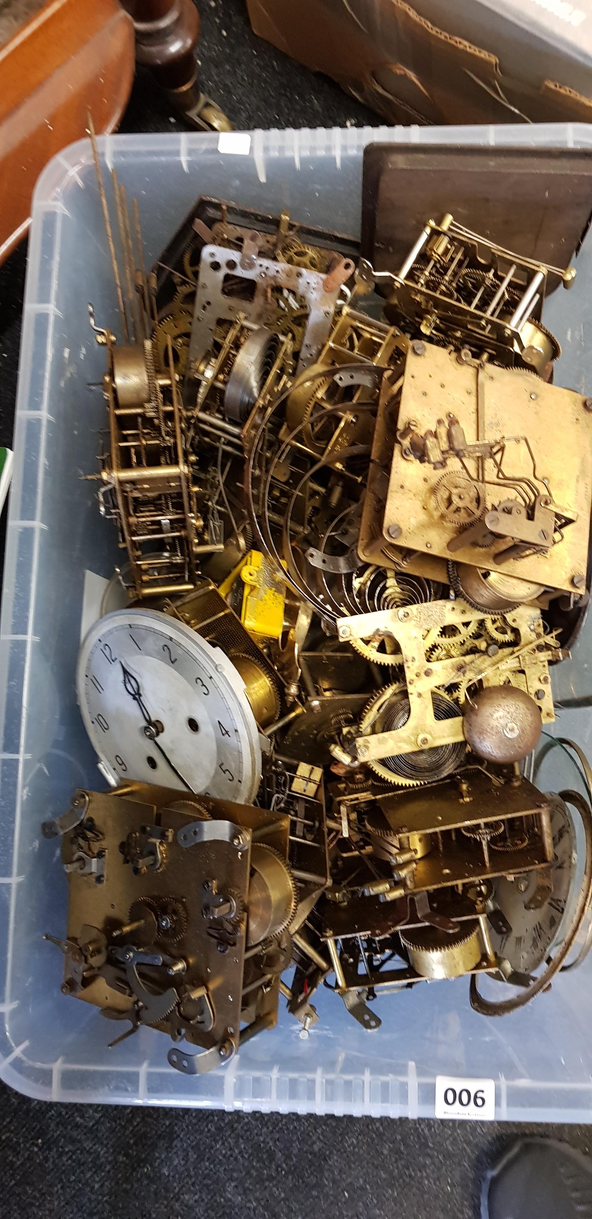 BOX OF CLOCK PARTS