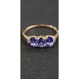 9CT GOLD TANZANITE AND DIAMOND RING